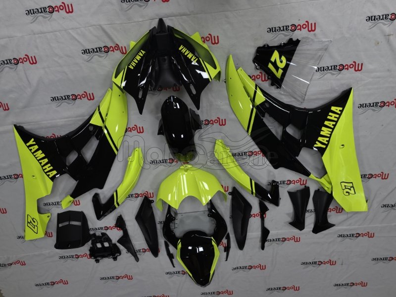 YAMAHA YZ-F R6 Kit Carena ABS Anno 2006 2007 art 27 Nero Lucido  Giallo Flue